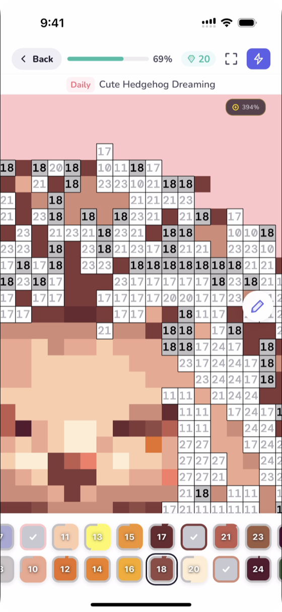 Coloring a numbered pixel canvas